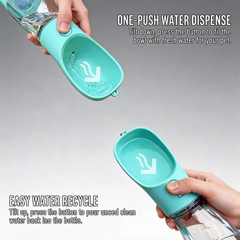 3-in-1 Portable Pet Water Bottle with Poop Bag Dispenser - 20 Oz Leak-Proof Container for Travel, Hiking, and Outdoor Activities