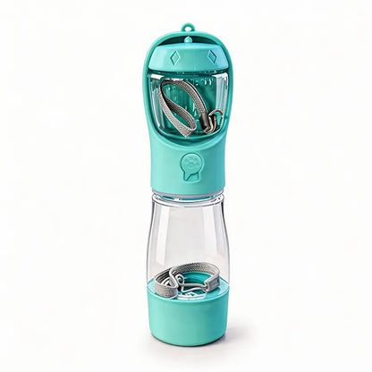 3-in-1 Portable Pet Water Bottle with Poop Bag Dispenser - 20 Oz Leak-Proof Container for Travel, Hiking, and Outdoor Activities