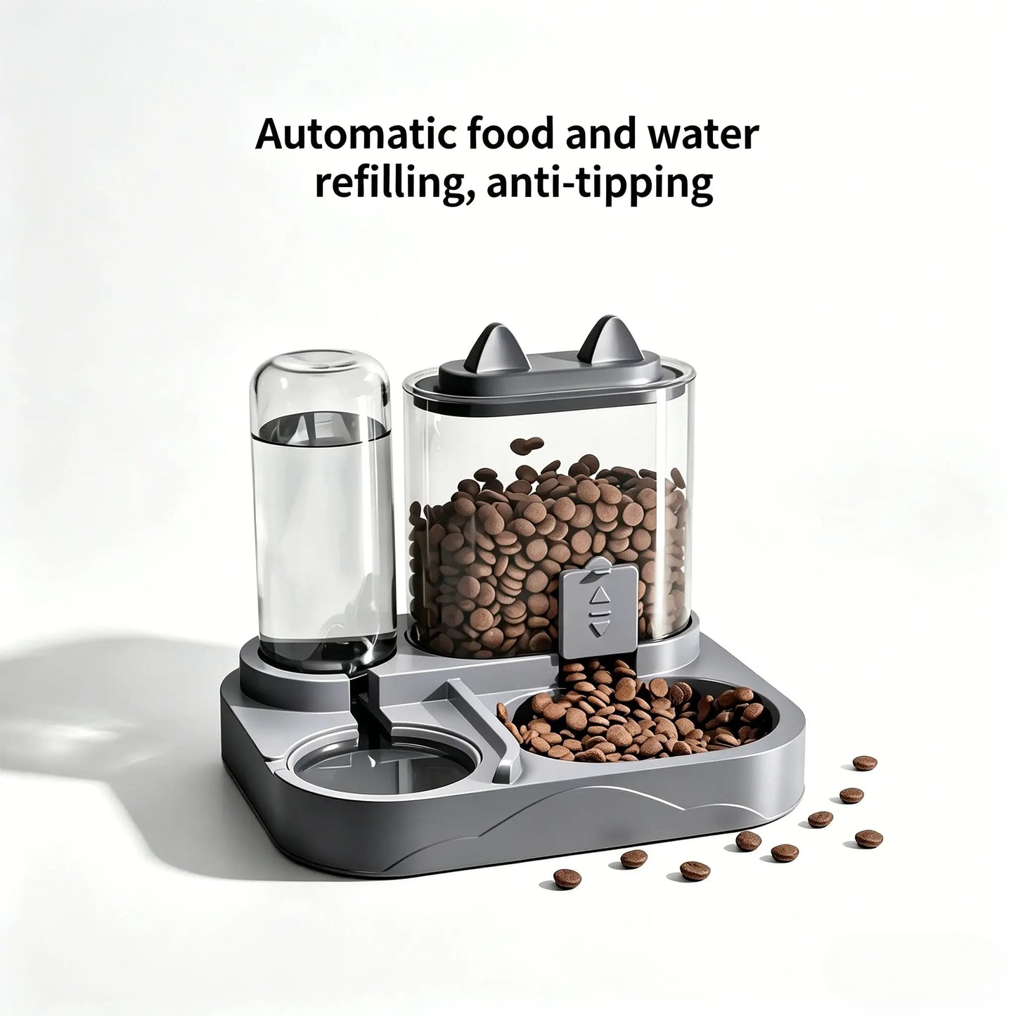 Dual Automatic Cat Feeder and Water Dispenser, BPA-Free Gravity Pet Feeding Station with Dry-Wet Separation, Travel-Friendly Auto Dog Water Bowl for Indoor Cats and Dogs