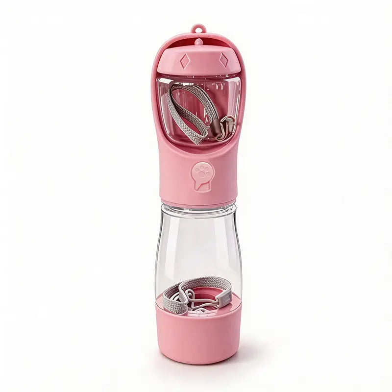 3-in-1 Portable Pet Water Bottle with Poop Bag Dispenser - 20 Oz Leak-Proof Container for Travel, Hiking, and Outdoor Activities
