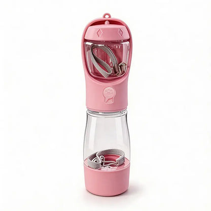 3-in-1 Portable Pet Water Bottle with Poop Bag Dispenser - 20 Oz Leak-Proof Container for Travel, Hiking, and Outdoor Activities