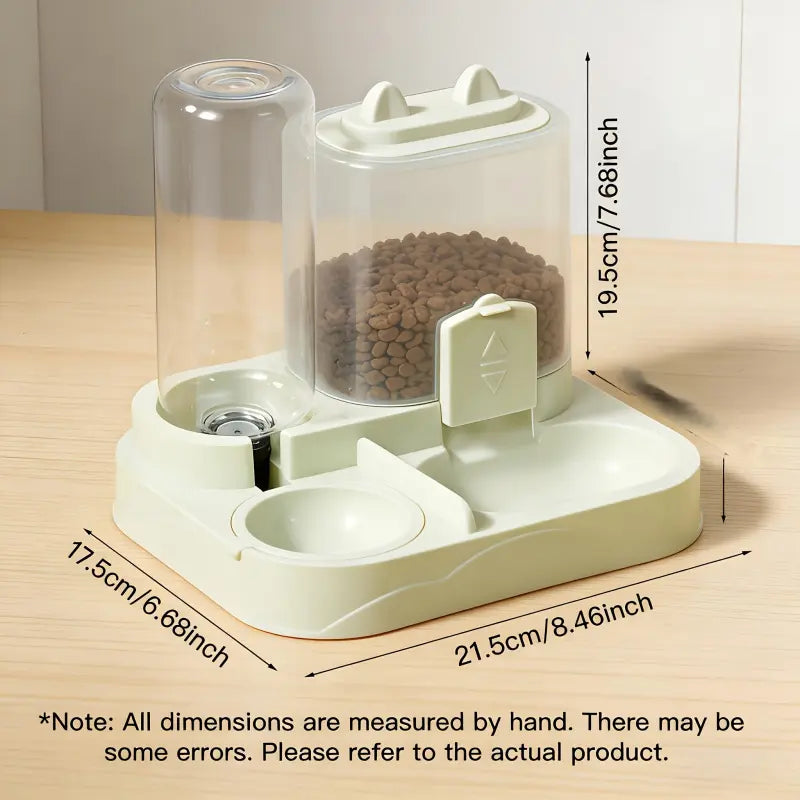 Dual Automatic Cat Feeder and Water Dispenser, BPA-Free Gravity Pet Feeding Station with Dry-Wet Separation, Travel-Friendly Auto Dog Water Bowl for Indoor Cats and Dogs