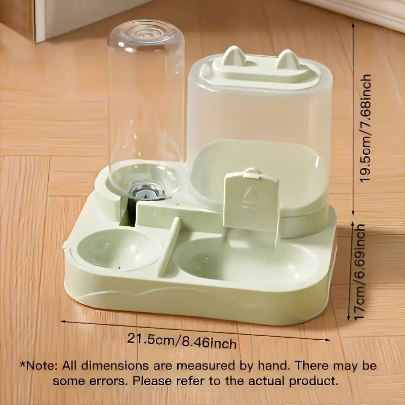 Dual Automatic Cat Feeder and Water Dispenser, BPA-Free Gravity Pet Feeding Station with Dry-Wet Separation, Travel-Friendly Auto Dog Water Bowl for Indoor Cats and Dogs