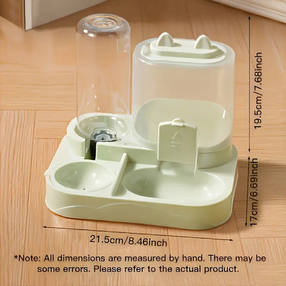 Dual Automatic Cat Feeder and Water Dispenser, BPA-Free Gravity Pet Feeding Station with Dry-Wet Separation, Travel-Friendly Auto Dog Water Bowl for Indoor Cats and Dogs