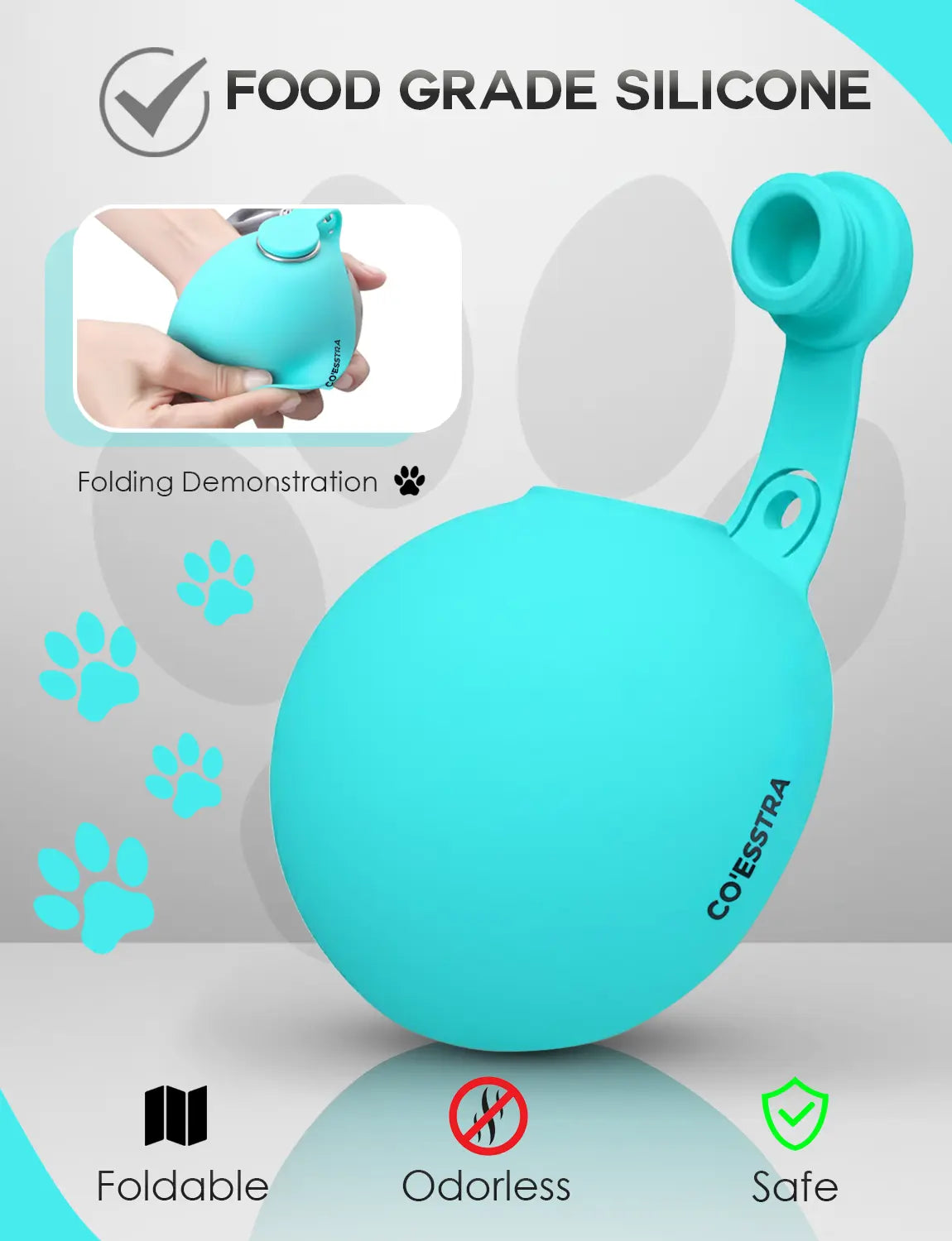 Stainless Steel Pet Water Bottle with Integrated Drinking Basin - 285ml Leak-Proof Travel Solution for Dogs and Cats, Ideal for Walks, Road Trips, and Outdoor Activities